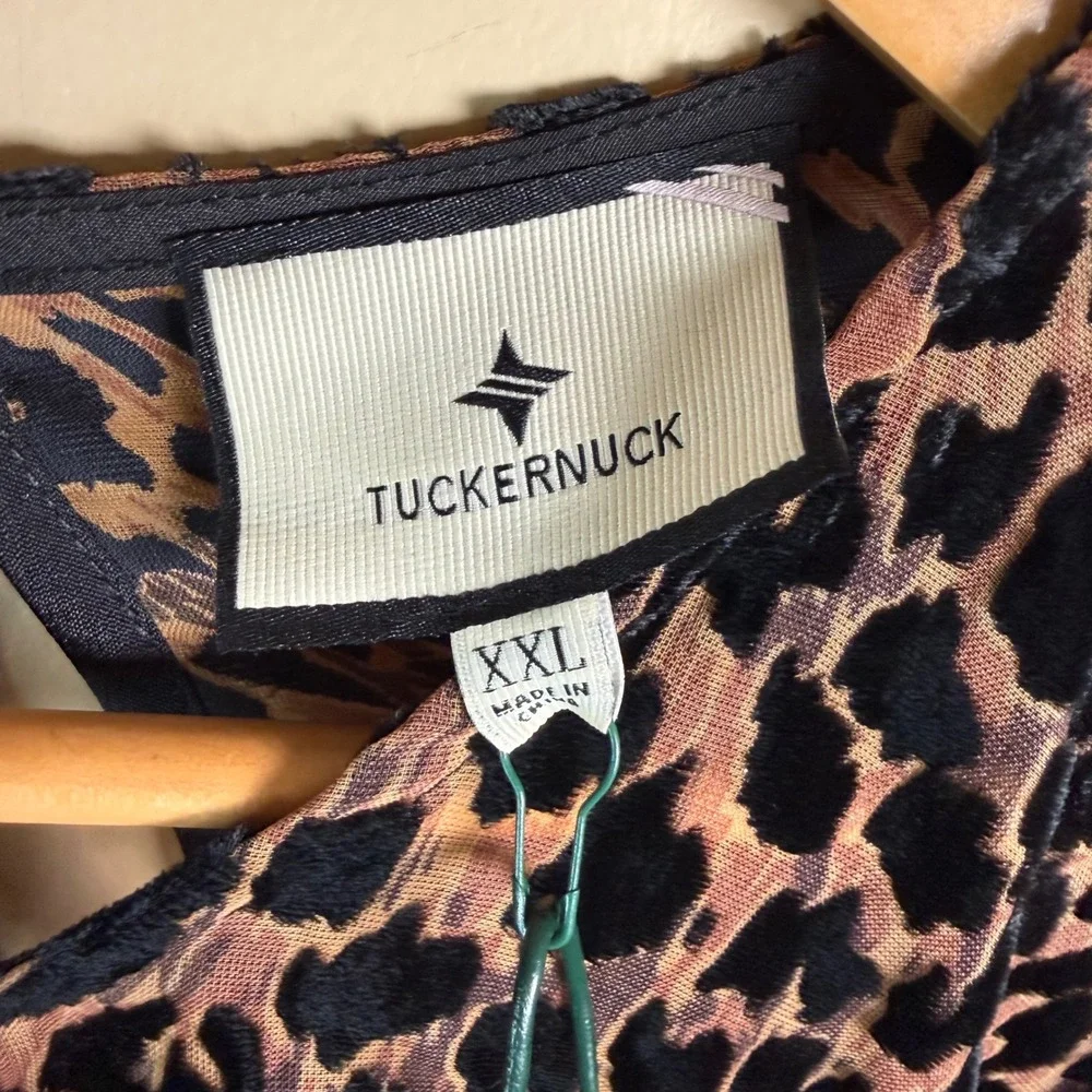 NWT Tuckernuck Leopard Burnout Blouse Women XXL Brown Animal Print Mob Wife Chic